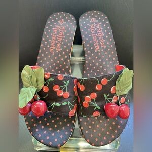 Vintage inspired Cherry Wedge Sandals Size 9